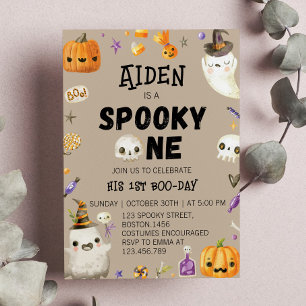 Spooky One Vintage Halloween Ghost Birthday Invitation