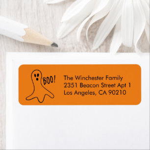 Spooky orange black ghost fun Halloween address Return Address Label
