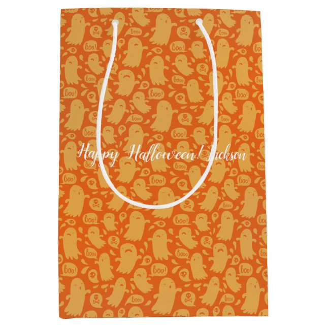 Spooky Orange Ghosts Halloween     Medium Gift Bag (Front)