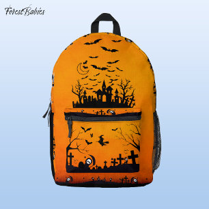 Spooky Orange Gothic Grim Reaper Graveyard ✝ 🎃 🦇 Printed Backpack