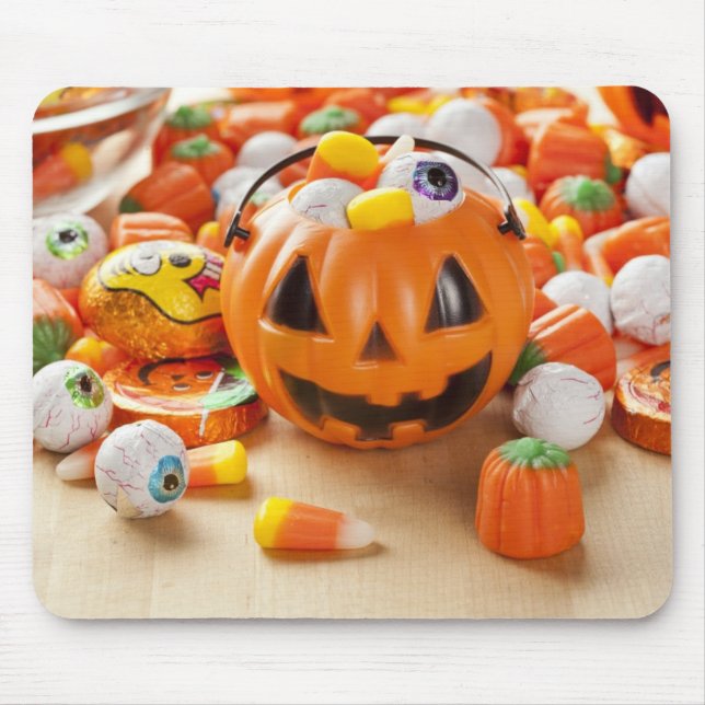 Spooky Orange Halloween Candy Mouse Pad (Front)