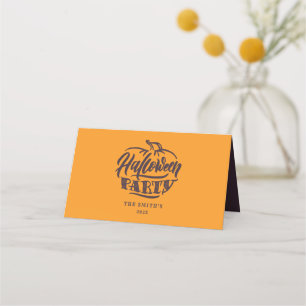 Spooky Orange Halloween Goodie Bag Place Card