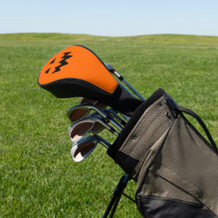 Spooky orange Halloween pumpkin head carving Golf Head Cover