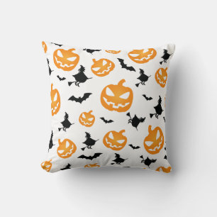 Spooky Orange Halloween Pumpkin Seamless Pattern Cushion