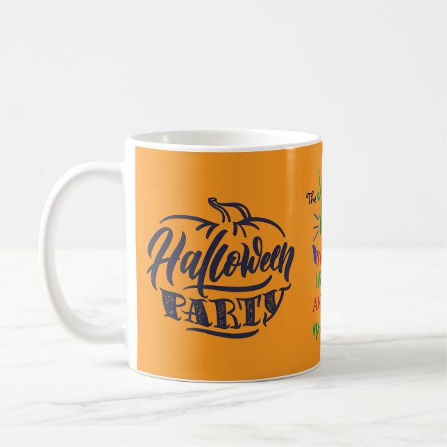 Spooky Orange Trendy Halloween Coffee Mug (Left)