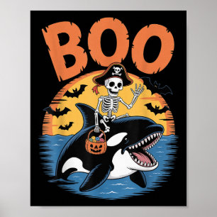 Spooky Orca Costume On Boo Orca Halloween Poster