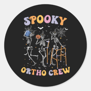 Spooky Ortho Crew Halloween Dancing Orthopaedic Sk Classic Round Sticker