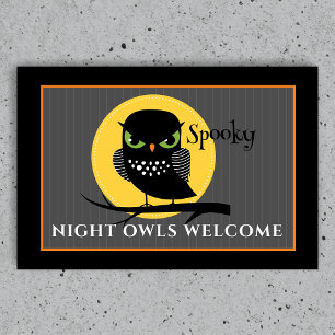 Spooky Owl Full Moon Halloween Doormat
