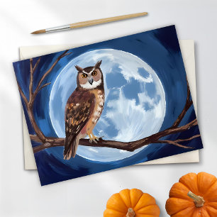 Spooky Owl Full Moon Halloween Holiday Card