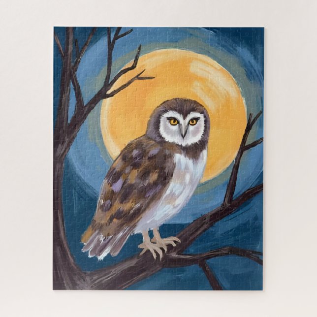 Spooky Owl | Full Moon Happy Halloween Jigsaw Puzzle (Vertical)