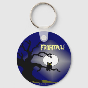 Spooky Owl in Tree Halloween Key Ring