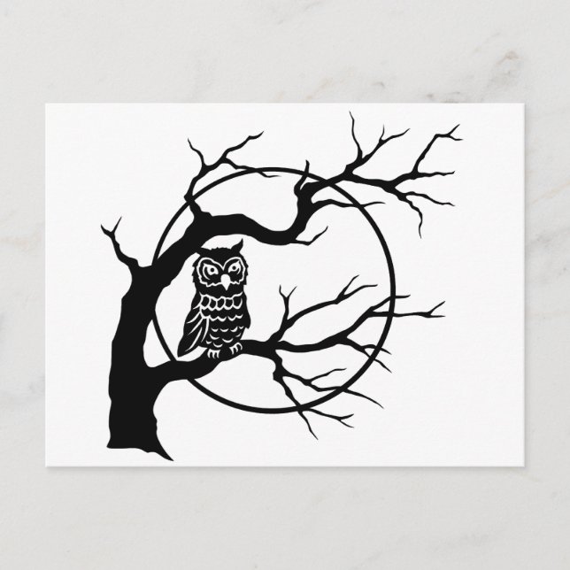 Spooky Owl in Tree Postcard (Front)