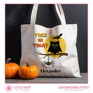 Spooky Owl Trick or Treat Halloween Tote Bag