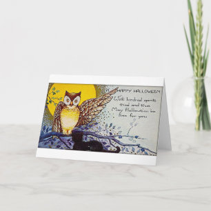 Spooky Owl Vintage Halloween Card