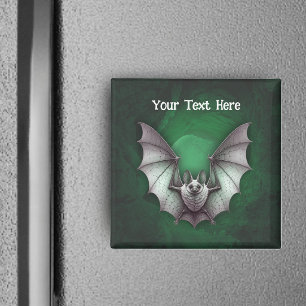 Spooky Pale Grey Bat Flying Out Green Glowing Cave Magnet