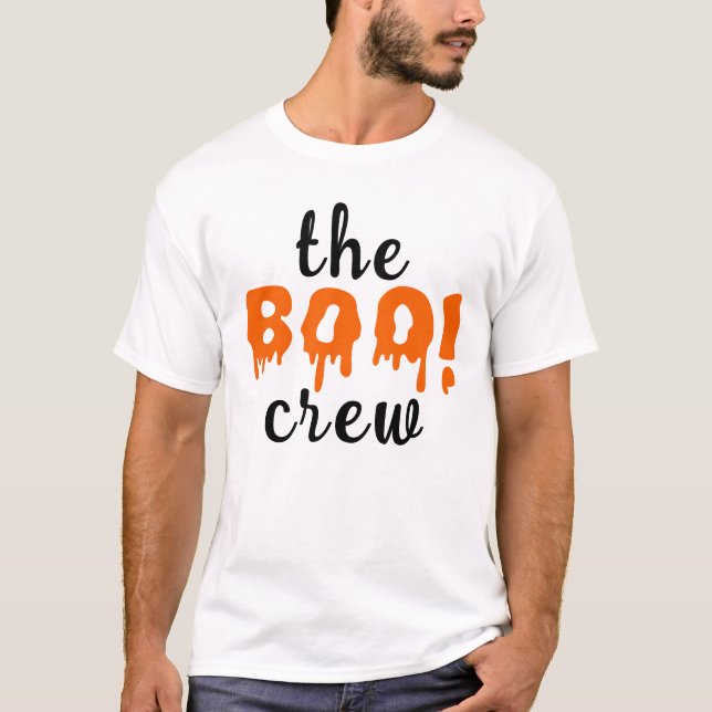 Spooky Papa Boo Orange Halloween Family T-Shirt (Front)