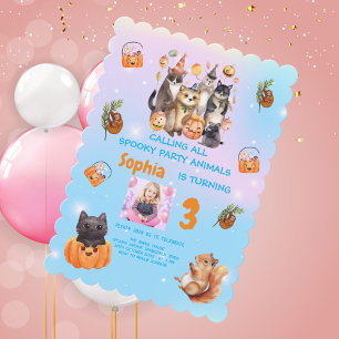 Spooky Party Animals Theme Kids Birthday Invite
