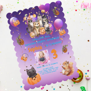 Spooky Party Animals Theme Kids Birthday Invite 