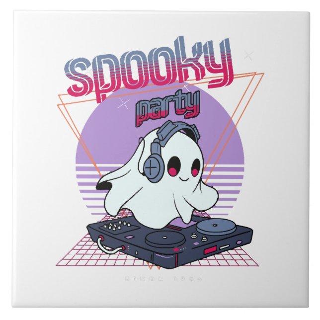 Spooky Party Halloween Ceramic Tile (Front)