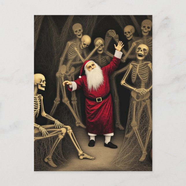 Spooky Party with Santa and the Skeletons Postcard (Front)