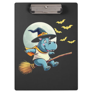 Spooky Pastel Halloween Baby Moo Deng Hippo  Clipboard