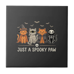 Spooky Paw Halloween Cat Costume Vector Design_1 Ceramic Tile