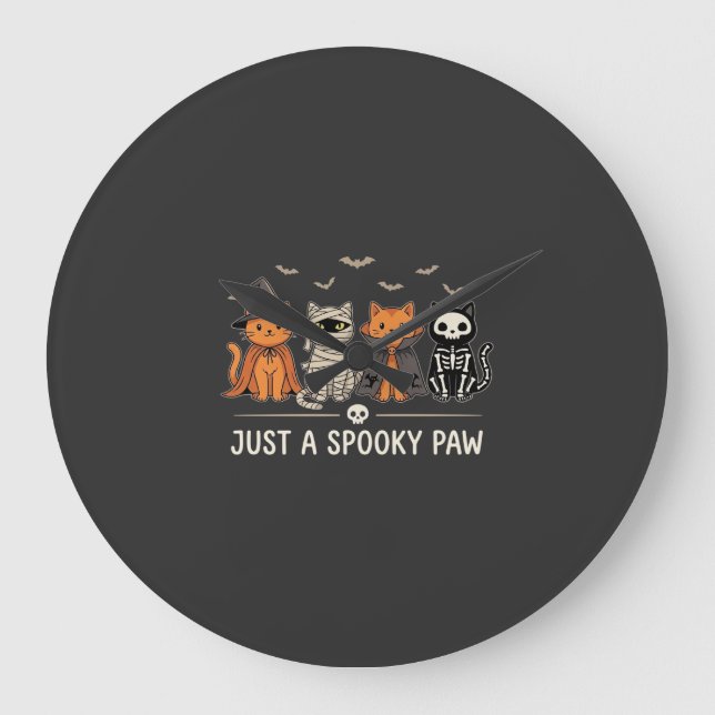 Spooky Paw Halloween Cat Costume Vector Design_1 Large Clock (Front)