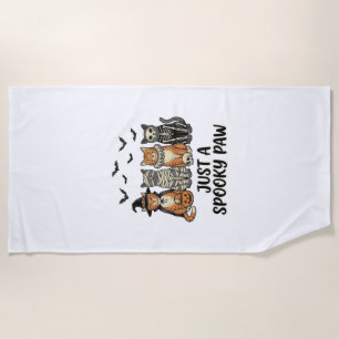 Spooky Paw Halloween Cats Vintage Shirt Design_1 Beach Towel