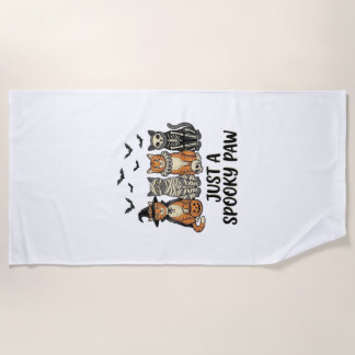 Spooky Paw Halloween Cats Vintage Shirt Design_1 Beach Towel