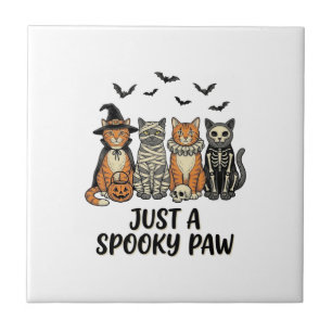 Spooky Paw Halloween Cats Vintage Shirt Design_1 Ceramic Tile