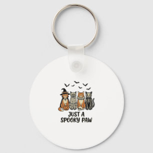 Spooky Paw Halloween Cats Vintage Shirt Design_1 Key Ring