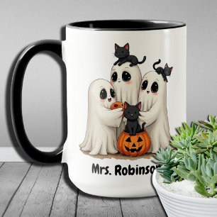Spooky Paws Creations Custom Halloween Ghost Cats Mug