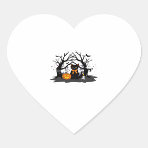 Spooky Paws & Pumpkin Halloween Nights Classic T-S Heart Sticker