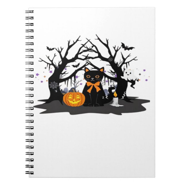 Spooky Paws & Pumpkin Halloween Nights Classic T-S Notebook (Front)