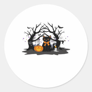 Spooky Paws & Pumpkin Halloween Nights Classic T-S Round Sticker