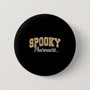 Spooky Pharmacist Halloween Spider Varsity Orange 6 Cm Round Badge