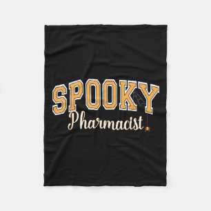 Spooky Pharmacist Halloween Spider Varsity Orange Fleece Blanket