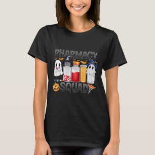Spooky Pharmacy Squad Ghost Pills Pharmacist Tech  T-Shirt
