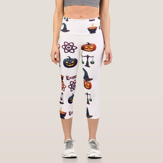 Spooky Physics Teacher Halloween - Witch with Scie Capri Leggings (Front)