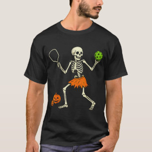Spooky Pickleball Halloween Skeleton Costume Women T-Shirt