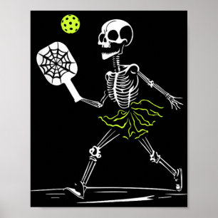 Spooky Pickleball Halloween Skeleton Women Tank To Poster