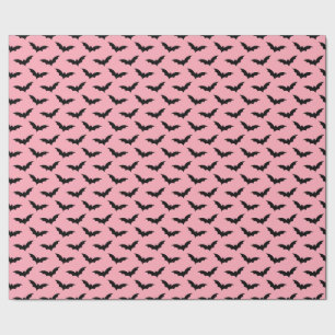 Spooky Pink & Black Bats Wrapping Paper Roll
