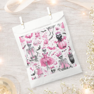 Spooky Pink Skeleton Princess Halloween Favour Bag