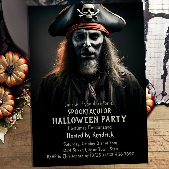 Spooky Pirate Halloween Costume Party Invitation (Creator Uploaded)