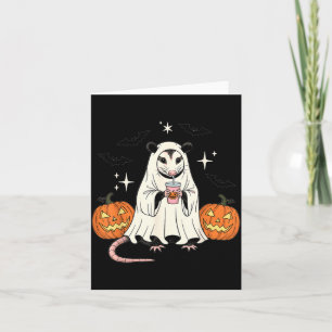 Spooky Possum Ghost Pumpkin Halloween Funny Cute Card