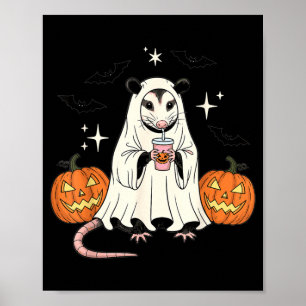 Spooky Possum Ghost Pumpkin Halloween Funny Cute Poster