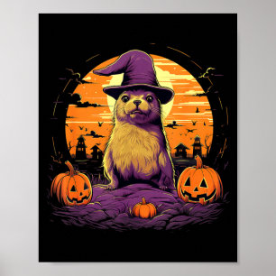 Spooky Prairie Dog Witch Halloween Poster