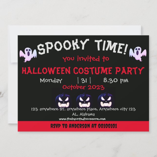 Spooky | pumpkin Adult halloween party invitatiton Invitation (Front)