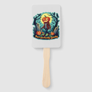 Spooky Pumpkin Art: Perfect for Halloween Decor! Hand Fan