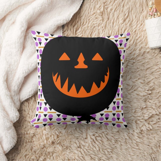 Spooky Pumpkin Balloon Geometric Halloween Cushion (Blanket)